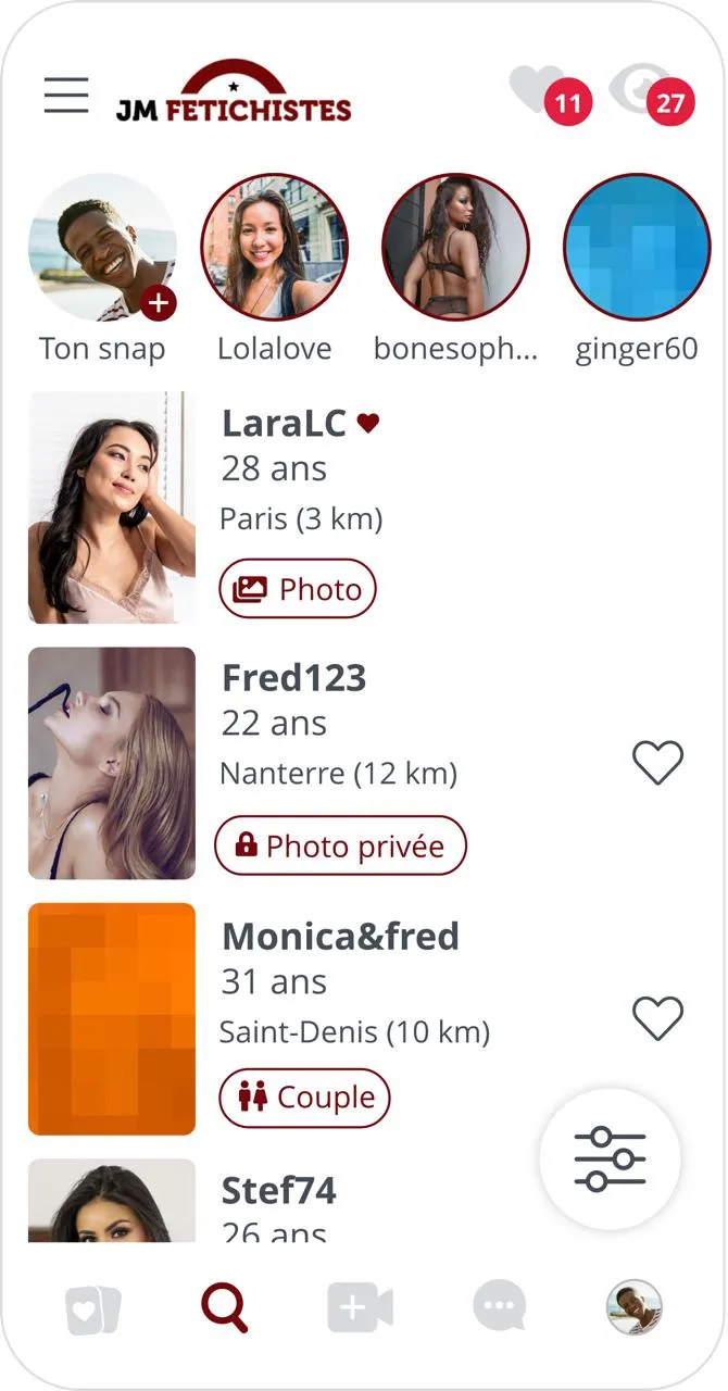 Capture d'écran du site de rencontre fétichiste JM Fétichiste